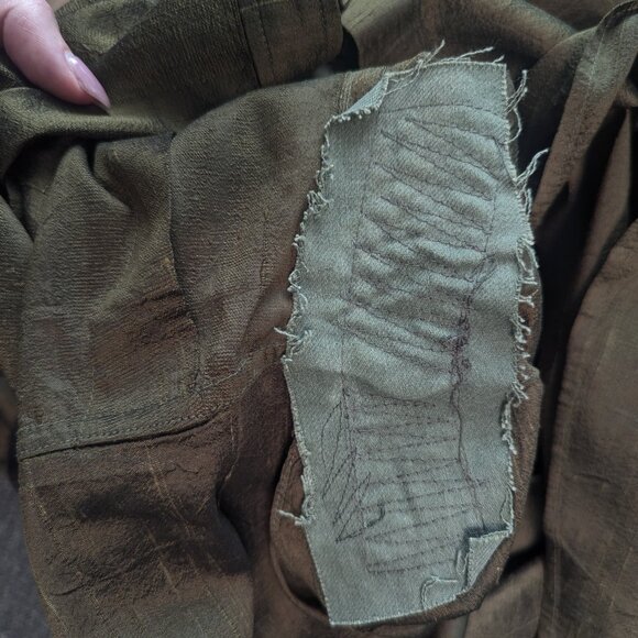 Ralph Lauren 100% Silk Dupioni Shirt | Olive Green Luxury | Size 20W - Picture 11 of 13